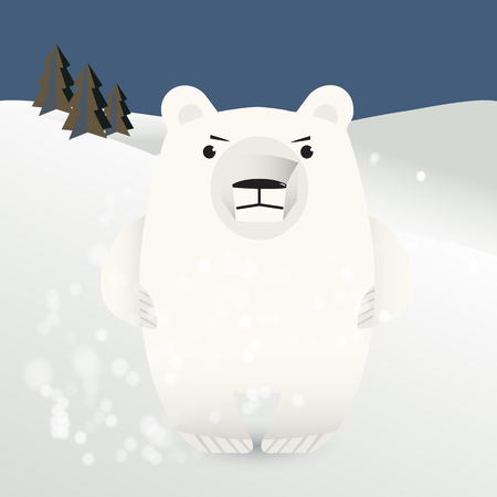 Polar bear amid snow drifts - vector illustrationのイラスト素材