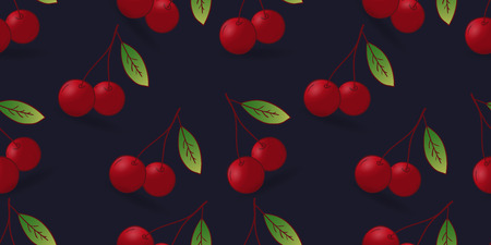 Vector hand drawn cherry seamless background. Decorative retro style farm product restaurant menu, market label, textile printのイラスト素材