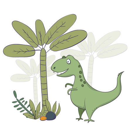 dinosaur Raptor - illustrations of dinosaurs in the style of cartoon - hand-drawn extinct reptilesのイラスト素材