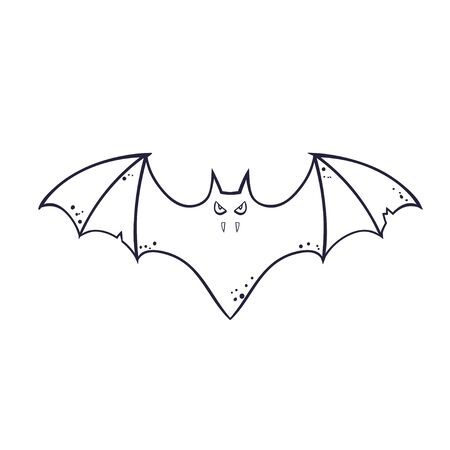 horror silhouette of a bat vampire flying. template for the Halloween. Mystical illustration. Vector outline of a bat vampire logoのイラスト素材