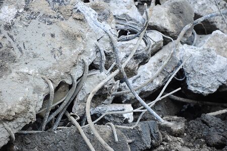 rebar and concrete-construction debrisの写真素材