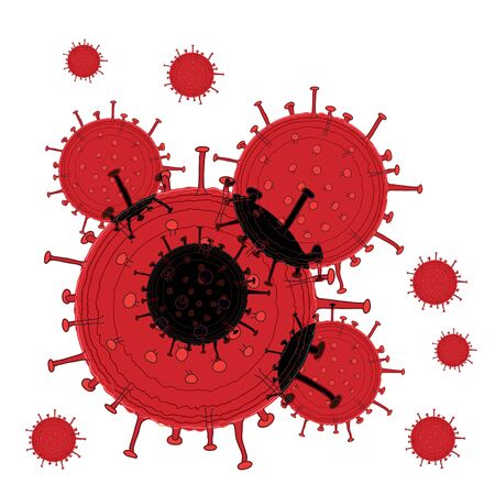 background decoration virus covid-19 - cartoon icon sign coronavirus pandemic dangerのイラスト素材