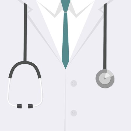 Doctor or nurse with a hearing aid - stethoscope - Thank you, doctor and nurse - COVID-19 pandemic conceptのイラスト素材