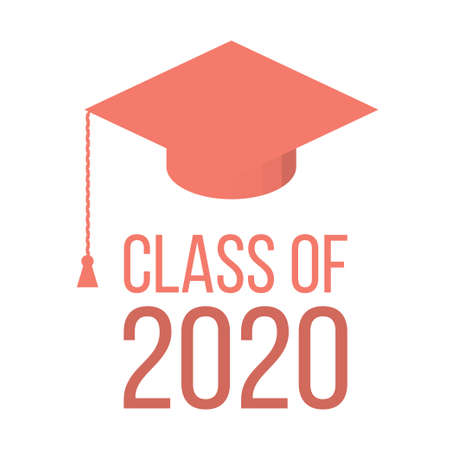 Graduating class in 2020 with Graduation Cap - pink colorのイラスト素材
