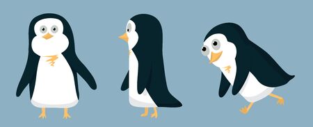 cartoon penguin  character - set of penguins in various posesのイラスト素材