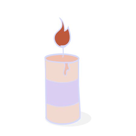 Aromatic lighted candle in cartoon style. aromatherapy candle on white background. Item for fragrance and Spa treatmentのイラスト素材