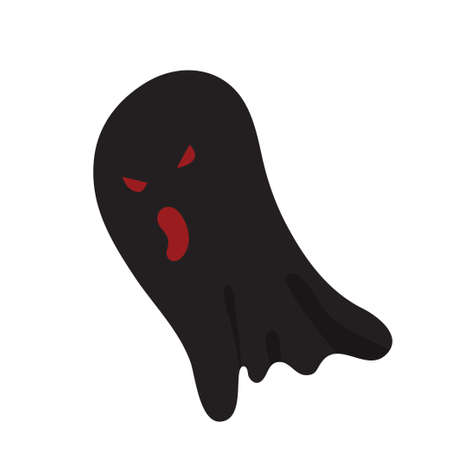 scary black ghost with red eyes cartoon illustration - Halloween conceptのイラスト素材