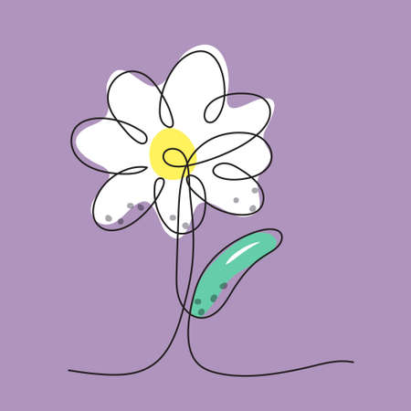Continuous line Doodle of a camomileのイラスト素材