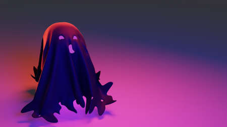 scary ghost in dramatic lighting - 3d render- copy space for text