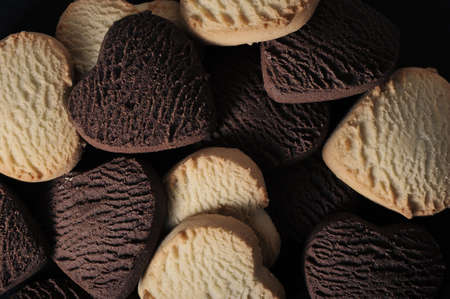 sponge cookies in the form of a heart - top view