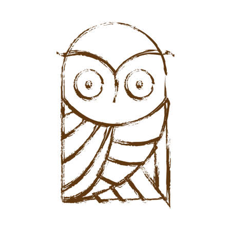 Simple and creative owl logo design vector hand drawn lineのイラスト素材
