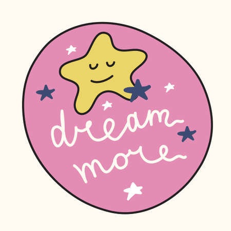 motivation slogan - dreem more - hand drawn illustration in comic cartoon styleのイラスト素材