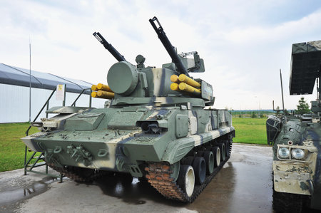 Kubinka, Russia - July 10 2022: tunguska 2s6 anti-aircraft gun missile system in the military museum in Kubinkaのeditorial素材
