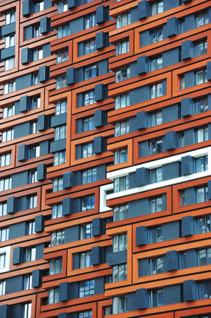 windows on the facade of a modern residential building in Moscow
