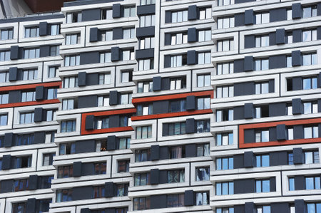 windows on the facade of a modern residential building in Moscow
