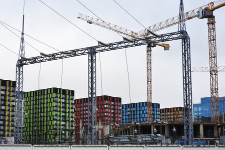 Moscow, Russia - November 13, 2022: construction site in new buildings in Moscowのeditorial素材