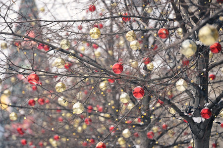 New Year decorations on Red Square in Moscowの写真素材