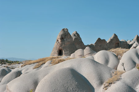 the unusual landscape of the tuff mountains in Cappadocia in central Turkeyのeditorial素材
