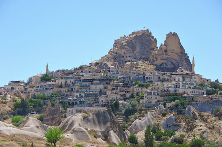 Uchisar, Turkey - August 11, 2025: rock formations located near the city of Uchisar in Cappadocia, Turkeyのeditorial素材