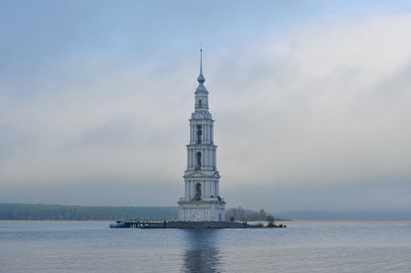 Kalyazin, Russia - November 02, 2025: The bell tower of St. Nicholas Cathedral in Kalyazinのeditorial素材