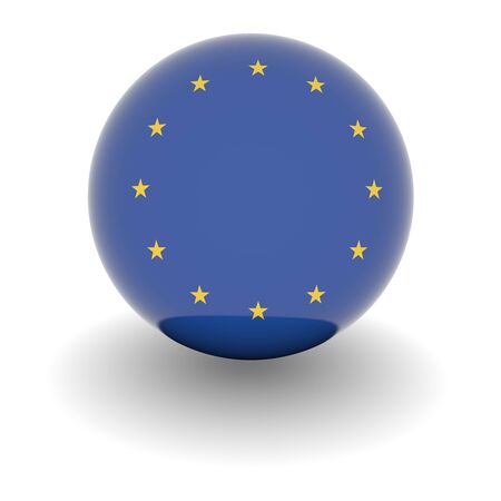 3D Ball with Flag of the European Union. High resolution 3d render isolated on white.の写真素材
