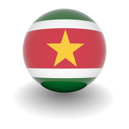 3D Ball with Flag of Suriname. High resolution 3d render isolated on white.の写真素材