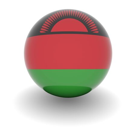 3D Ball with Flag of Malawi. High resolution 3d render isolated on white.の写真素材