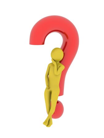 Man with asking sign. High resolution 3D renderの写真素材