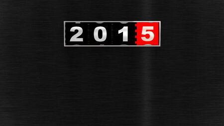 2015 counter on black brushed metal plate. New Year concept illustration. Render image.の写真素材