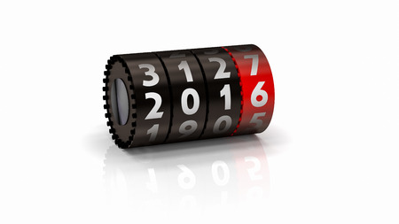 2016 Odometer. New Year concept illustration. Render image.
