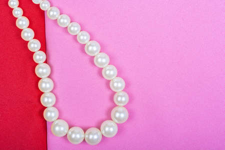 Background of the pearls. Place for text, top view, Lay Flat, Copy space.