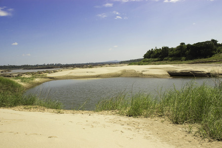 Beach sampanbok Mekong Riveの写真素材
