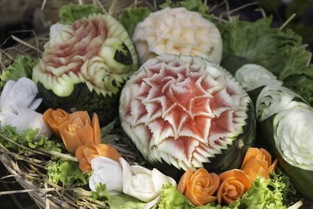 Fruits, vegetables and herbs, Thailandの写真素材