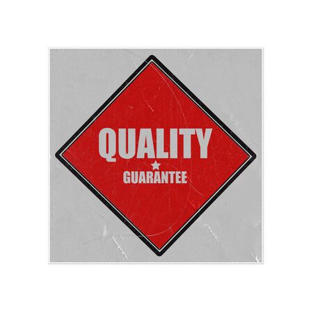 quality white stamp text on red backgroundの写真素材