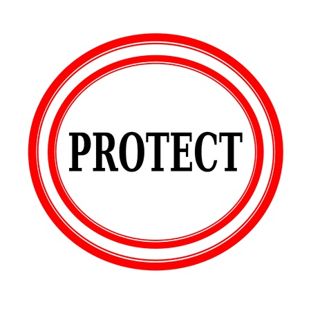 PROTECT black stamp text on white backgroudの写真素材