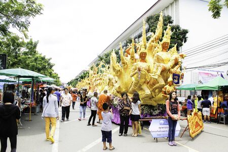 Candle Festival UBON RATCHATHANI, THAILAND - August 2: "The Candles are carved out of wax, Thai art form of wax(Ubon Candle Festival 2015) on August 2, 2015, UbonRatchathani, Thailandのeditorial素材