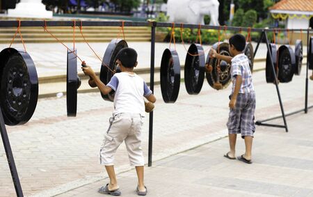 Candle Festival UBON RATCHATHANI, THAILAND - August 2: "Children are gong fun" on August 2, 2015, UbonRatchathani, Thailandのeditorial素材