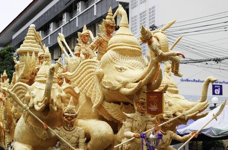 Candle Festival UBON RATCHATHANI, THAILAND - August 2: "The Candles are carved out of wax, Thai art form of wax(Ubon Candle Festival 2015) on August 2, 2015, UbonRatchathani, Thailandのeditorial素材
