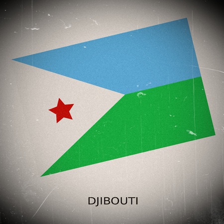 National flag of Djiboutiの写真素材