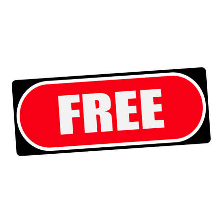 Free white wording on red background  black frameの写真素材