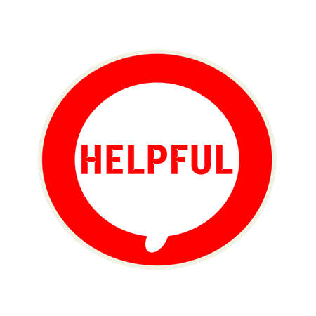 Helpful red wording on Circular white speech bubble