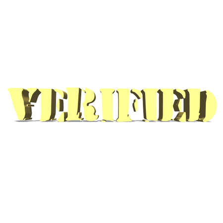 verified gold word on white background illustration 3D renderingの写真素材