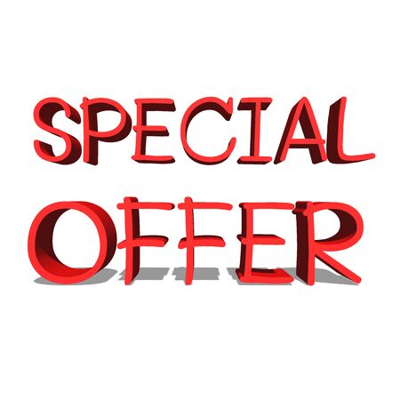 Special Offer Red word on white background illustration 3D renderingの写真素材