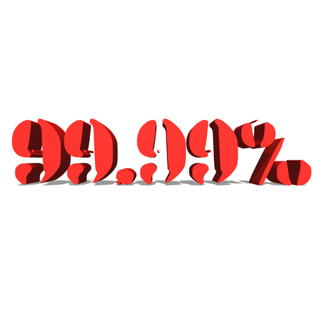 99.99% red word on white background illustration 3D renderingの写真素材