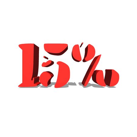 15% red word on white background illustration 3D renderingの写真素材