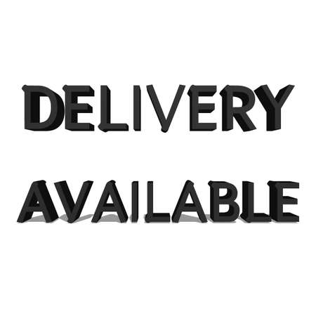 Delivery Available Black word on white background illustration 3D renderingの写真素材