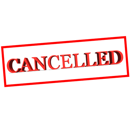 CANCELLED Red word on white background illustration 3D renderingの写真素材
