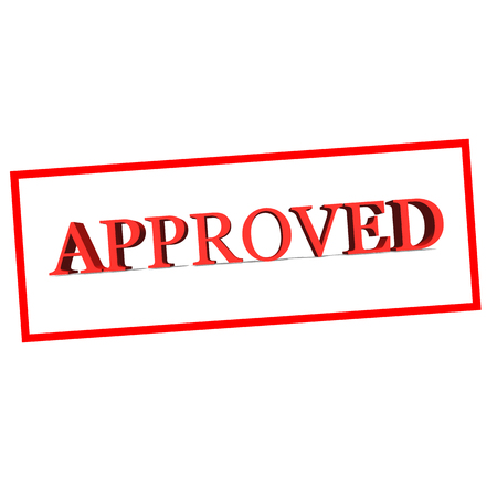 APPROVED Red word on white background illustration 3D renderingの写真素材