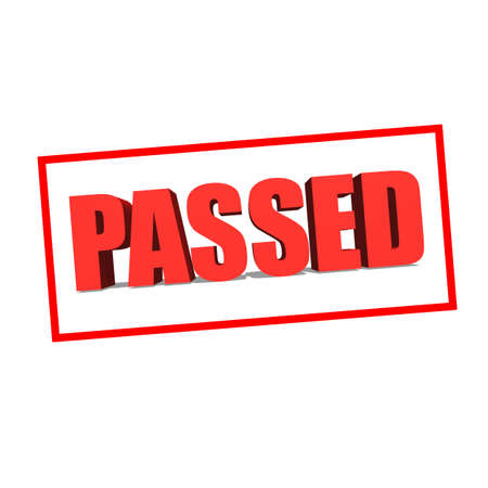 PASSED Red word on white background illustration 3D renderingの写真素材