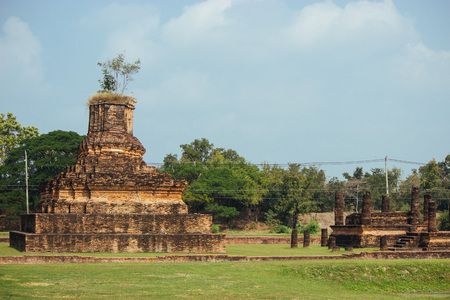 Beautiful landscape of ancient  temple in sukhothai-historypark ,Sukhothai, Thailandの写真素材